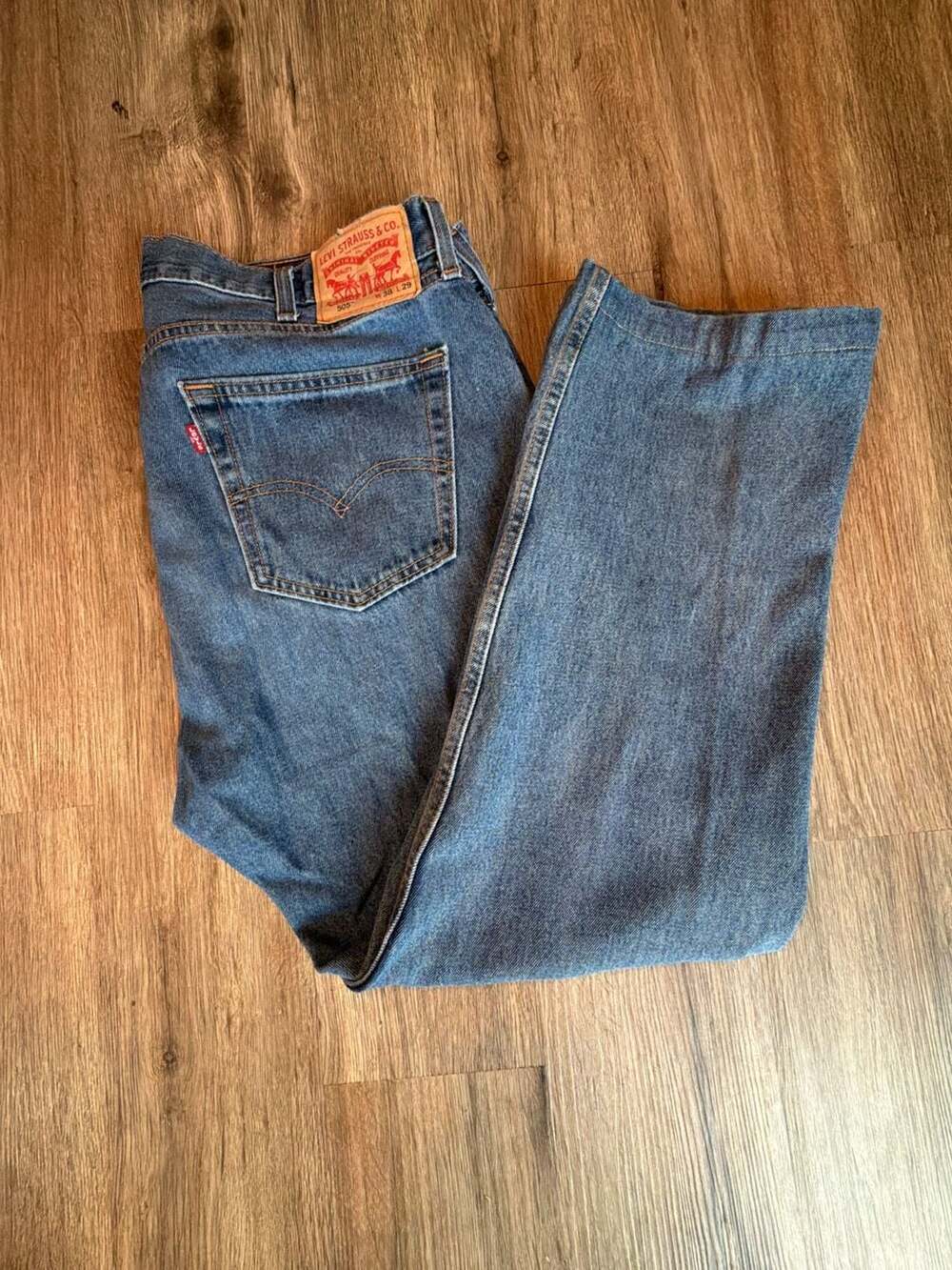 Levi's 505 Regular Fit Straight Leg Jeans Size 38x29 Medium Wash Denim